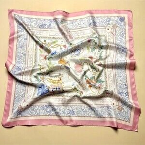 Wonderland silky scarf headwrap neckerchief Alice print inspired